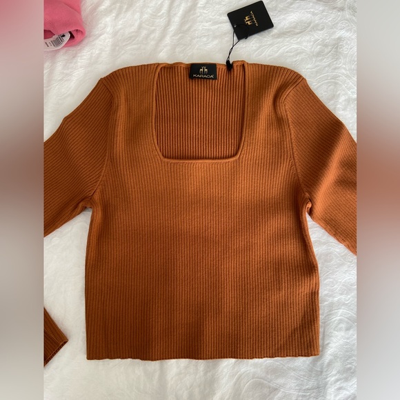 KARACA Sweaters - Cinnamon/pumpkin knit square neck